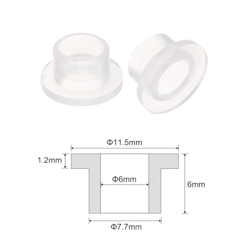 QUARKZMAN 12 Stück Flanschgleitlager Kunststoffbuchsen 6mm Bohrung x 7,7mm Außendurchmesser x 6mm Länge Nylonbuchsen, weiß