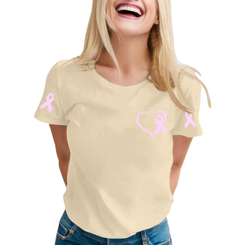 Tee-shirt Octobre Rose femme col rond à manches courtes