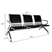 Kinfant Waiting Room Chair Bench - Guest Reception Chairs for Airport Hospital Bank Salon Barber Hall Room Conference (3-seat, Black-Mesh+PU)