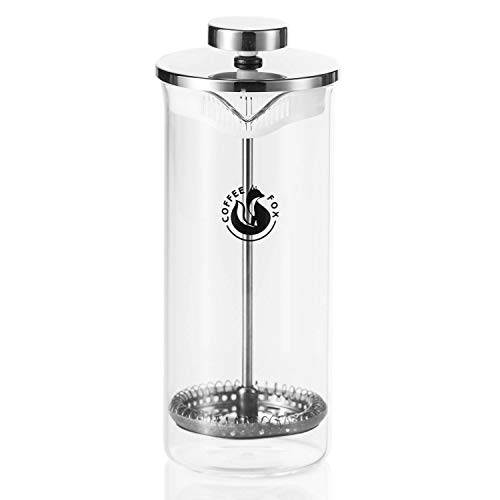 Coffee Fox Milchaufschäumer aus Glas - Manueller Milchschäumer & French Press Milchschaum 450 ml