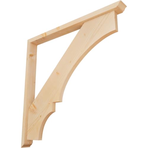 Ekena Millwork BKT0402X38X38BOA01SDF Balboa Traditional Smooth Bracket w/Offset Brace, 38"D x 38"H, Douglas Fir