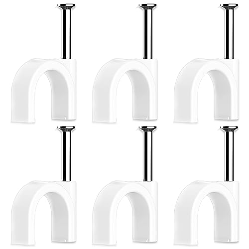 60 Stück Kabelschellen,Nagelschellen,Kabel Befestigungen,Cable Clamp,Kabelklemmen Nagel,Kabelklemmen Wand,Kabelhalter Decke,Kabelschellen Nagelschellen,Mit Nagel,für Kabel,Weiß (10mm)
