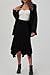 DJT Women's Flowy Handkerchief Hemline Midi Skirt Medium Black