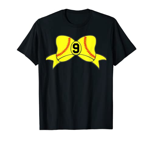 Camiseta de punto de softbol con arco para el pelo ID #9 Camiseta
