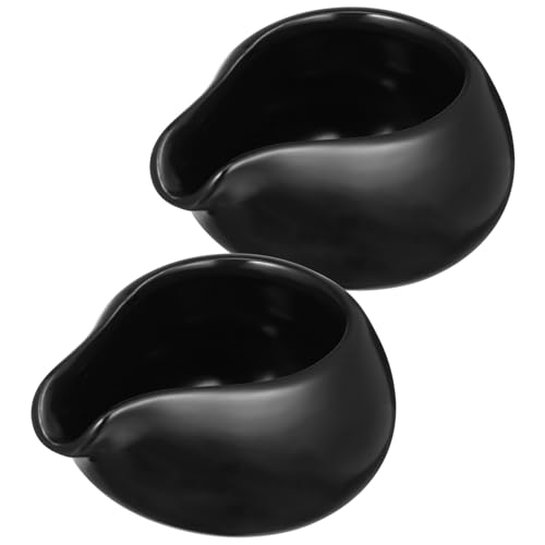 KICHOUSE 2pcs Steak Sauce Bucket Pot Milk Jug for Coffee Machine Individual Gravy Jugs Saucer Appetizer Syrup Pitcher Coffee Server Syrup for Coffee Ceramics Black