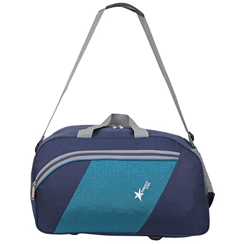 Image of Perfect Star 40L Travel Duffle Bag for Men & Women | Lightweight Polyester Luggage Bag Without Wheels | Water-Resistant Hand Carry Bag for Travel, Gym, Weekend Trips (42x23x29 cm) (Navy T-Blue)