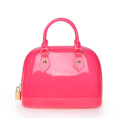 Image of Jelly Crossbody Purse Shoulder Bag, Candy Color Tote Satchel Top-Handle Handbags for Women | structured tote bag