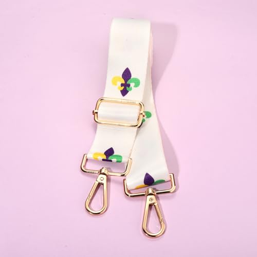 Image of Mardi Gras Purse Strap Replacement Mask Fleur De Lis Purse Strap Purple Crossbody Bag Strap Parade Party Favors