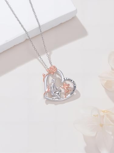 Mother and 1/2 Daughters Necklace Sterling Silver Heart Pendant Mom Daughter Mother's Day Jewelry for Women3