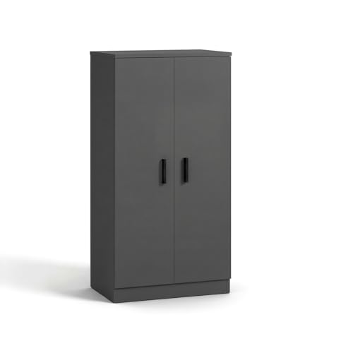 duehome | Zapatero Armario, Mueble Auxiliar, Acabado en Gris Grafito, Modelo Liam 55, Medidas: 55 cm (Largo) x 108 cm (Alto) x 36 cm (Fondo)