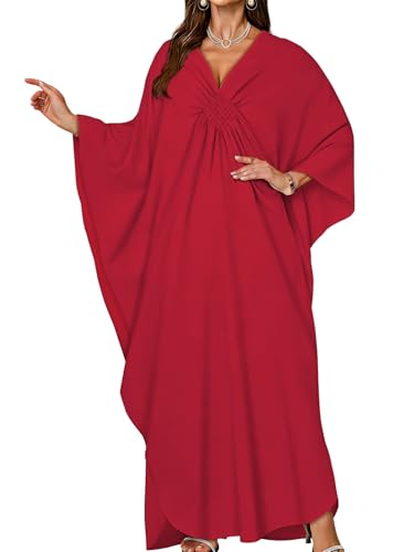 Image of Kaftan Dresses for Women V Neck Caftans Batwing Sleeve Beach Cover Ups