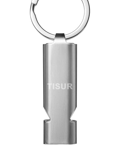 TISUR Loud Emergency Whistles,125db+ Lifeguard Safety Whistle Keychain for Surviva Camping Hiking dog whistle (Stainless (1-Pack))