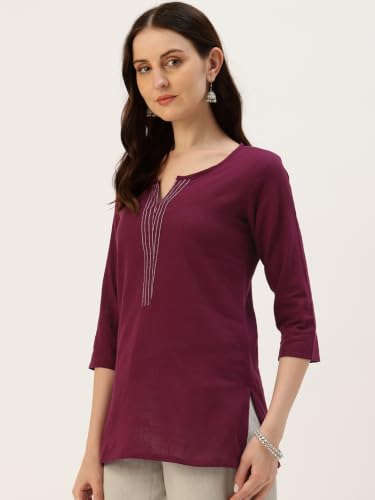 Image of Elegant Short Kurti for Women - 3 /4 Sleeves | Round Neck | (S to XXL)