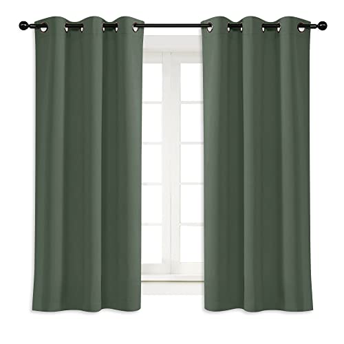 NICETOWN Dark Mallard Blackout Kitchen Drape for Nursery Home Fashion Thermal Insulated Blackout Room Darkening Curtain/Drapery with Ring Top (Single