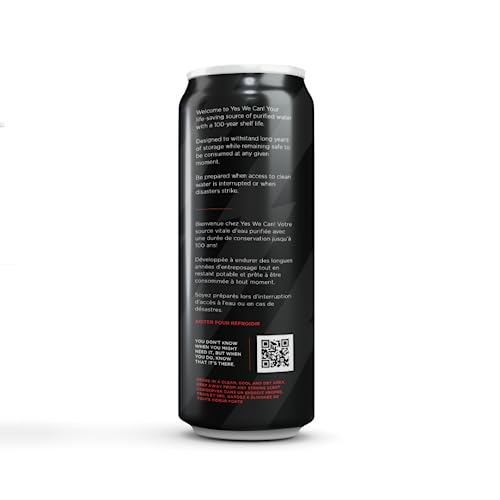 Yes We Can - Emergency Water 473Ml Cans, Water For Long Term Storage, Survival Water Cans, 24 Pack Bottled Water, Emergency Purified Canned Water, Emergency Preparedness Water Supply #TOP1