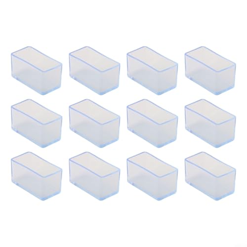 12 Pack Rubber Feet PVC Chair Leg Covers Rectangle Silicone Non-Slip Cap for Chair Legs, Foot for Garden Chairs, Chair Leg Cap, Floor Protectors(25x50mm)
