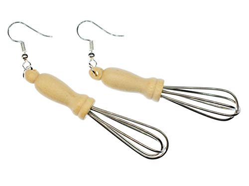Whisk Earrings Miniblings Food Cook Kitchen Cooking Wood Baking
