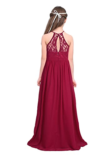 Hedmy Flower Girl Dress Wedding Party Pageant Evening Formal Prom Ball Gown Vintage Lace Halter Princess Dress2