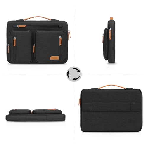 MOSISO 360 Protective Laptop Case 13.3 inch, 13-14 inch Laptop Sleeve Compatible with MacBook Air/Pro 13/Pro 14, HP Dell Acer ASUS, Side Open Carrying Computer Bag with 5 Accessory Pockets&Belt, Black - Image 5