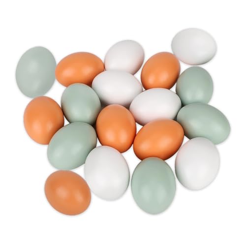Œuf en bois de cuisine de jeu : set de 18 œufs réalistes en 3 couleurs pour décorations de Pâques