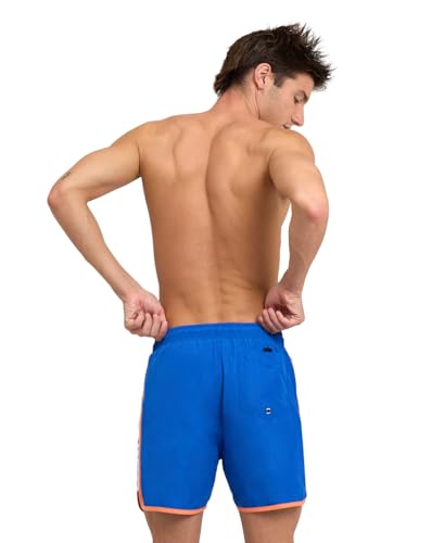 ARENA Men's Icons Team Stripe Beach Short Boxers Swimming Bermuda with Mesh Inner Brief, Back Pocket, Pool Beach Vacation2