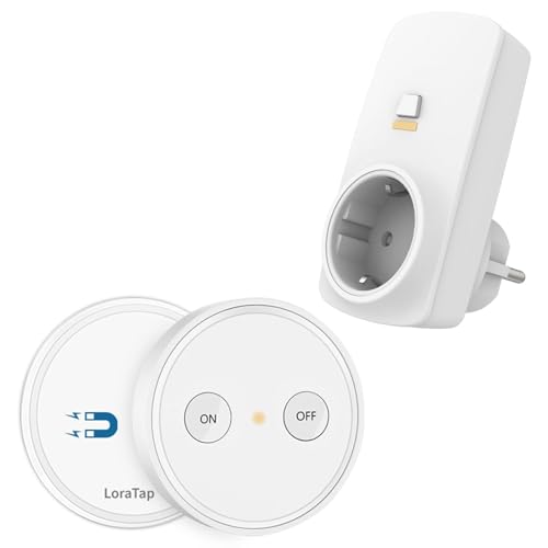 LoraTap Funksteckdosen Set mit Fernbedienung, 200m Funkreichweite, drahtlose Ein/Aus Schaltung von Geräten bis 2500W LoraTap Funksteckdosen Set mit Fernbedienung, 200m Funkreichweite, drahtlose Ein/Aus Schaltung von Geräten bis 2500W