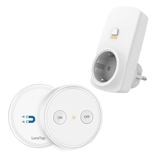 LoraTap Funksteckdosen Set mit Fernbedienung, 200m Funkreichweite, drahtlose Ein/Aus Schaltung von Geräten bis 2500W