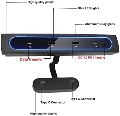 Center Console USB Hub Docking Station, 4 in 1 USB LED Hub Multiport Charger Powered Splitter, Compatible with 3 Y 2021 and Later