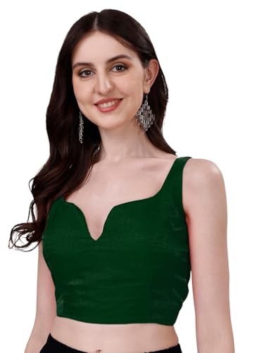 Image of Pujia Mills Women's Heavy Phantom Silk Bollywood Style Sleeveless Trendy Blouse(Veda)