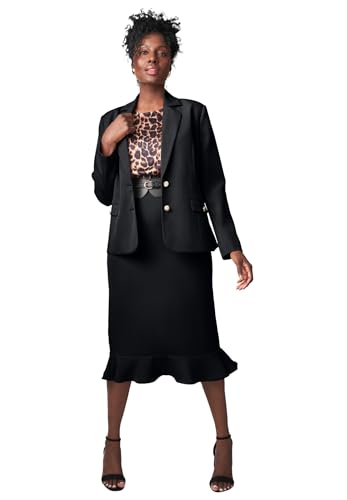 Jessica London Women's Plus Size 2-Piece Stretch Crepe Peplum Skirt Suit