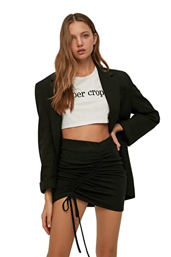 Trendyol Minifalda de Punto Bodycon para Mujer Falda, Negro, 44