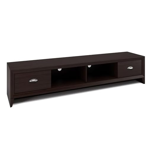 CorLiving Lakewood Modern Dark Brown Engineered Wood TV Stand with Drawers for Most TVs up to 85" for Living Room – Long, Low Profile Entertainment Center with Storage