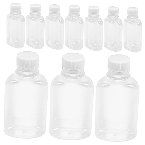Ciieeo Reusable Empty Milk Bottle 10pcs Juice Bottles Caps 150ml Pet Plastic Beverage Jars