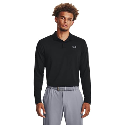Under Armour Mens Performance Polo 3.0 Long Sleeve, (001) Black / / Pitch Gray, Large