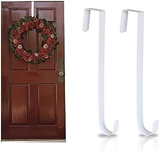 YISNTF Christmas Wreath Hanger For Front Door, 2 Pack Metal Wreath Door Hanger, Over the Door Hooks Door Wreath Hook Wreath Holder for Christmas Wall Wedding Wreath Decor