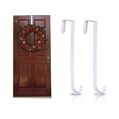 YISNTF Christmas Wreath Hanger For Front Door, 2 Pack Metal Wreath Door Hanger, Over the Door Hooks Door Wreath Hook Wreath Holder for Christmas Wall Wedding Wreath Decor Cover