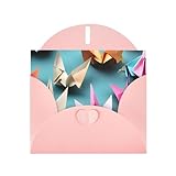 Kashinn Perlglanz-Grußkarte mit Umschlag, blanko, für Dankeseinladungen, Beileids-Origami-Papierkranichdruck