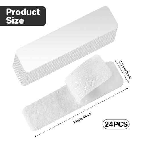 Image of FGY 24 Sets Hook and Loop Tape Double Sided Adhesive Hook Loop Fasteners for Home Office Garage Workshop (White / 1 inch X 4 inch)