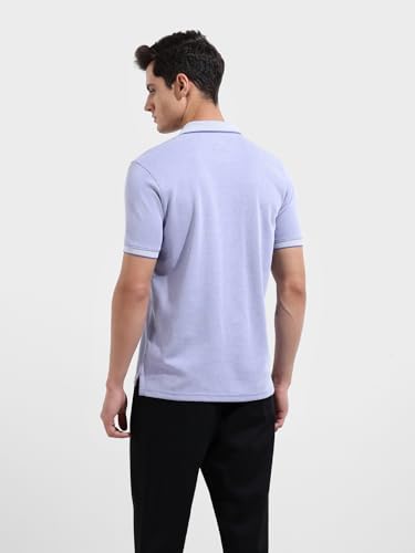 Image of The Indian Garage Co Men Regular Fit Textured Polo Neck Half Sleeves Tshirt
