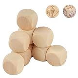 qjuwhua 16 Stück Holzwürfel Blanko 30x30x30mm Blanko Würfel Selbst Gestalten Beschreibbarer Würfel Unlackiertes Holz Sechsseitig für DIY Handwerk Malen Dekorationen Bastelprojekte Gravieren