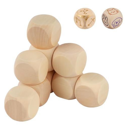 qjuwhua 16 Stück Holzwürfel Blanko 30x30x30mm Blanko Würfel Selbst Gestalten Beschreibbarer Würfel Unlackiertes Holz Sechsseitig für DIY Handwerk Malen Dekorationen Bastelprojekte Gravieren