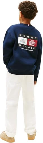 Tommy Hilfiger Jungen Sweatshirt Multi Print mit Rückenlogo, Blau (Dark Night Navy), 14 Jahre