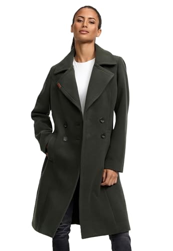 Navahoo Damen Mantel Trenchcoat Winterjacke Wintermantel B661 [B661-Wooly-Dunkegrün-Gr.M]
