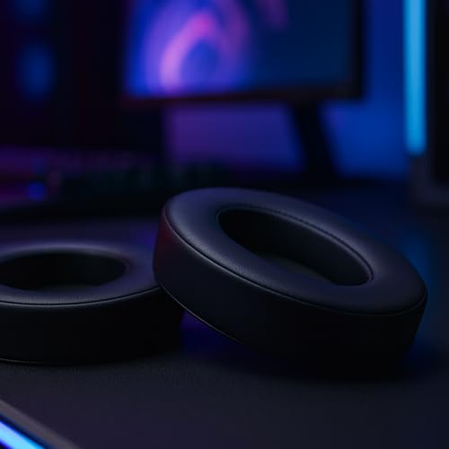 Image of EvoFox Hyperion Protein Leather + Memory Foam Ear Pads (Black) | Sweat-Resistant, Comfortable Replacement Cushions for Long Gaming Sessions | Compatible with Hyperion Series Headsets
