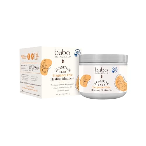 Image of BABO Botanicals Sensitive Baby Fragrance-Free All Natural Healing Ointment - 99% Organic & 1% Colloidal Oat - Steroid-Free - NSF Certified - for Eczema, Irritated/Itchy Skin - Face, Body, Diaper Area