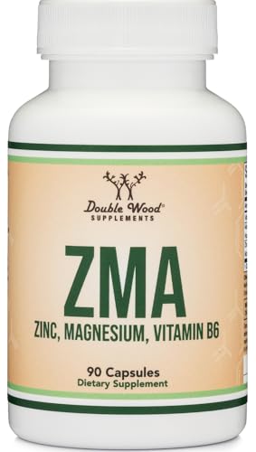 ZMA Supplement for Men and Women (Over 100% Daily Value of Zinc Magnesium Aspartate Vitamin B6) 501mg 90 Capsules for Restfulness and Active Lifestyle Support by Double Wood Supplements