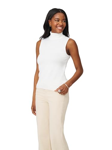 Image of Cable & Gauge Sleeveless Turtleneck Sweater - Chic Mock Neck Tank Top, Perfect for Layering & Year-Round Wardrobe Essentials