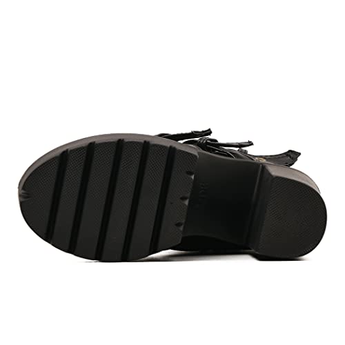 High Heels Platform Combat Boots for Women Ankle Strap Gothic Style Plus Size4