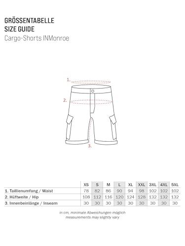 Indicode Herren Monroe Cargo Cargo-Shorts inkl. Gürtel | Bermuda Männer Sommerhose aus Baumwolle Black, S