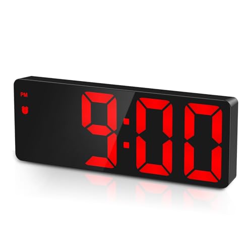 Criacr Réveil Numérique, Reveil Matin avec Ecran LED Afficher Température et Date, Horloge de Bureau avec Fonction Snooze, Contrôle du Son, Alimenté par...